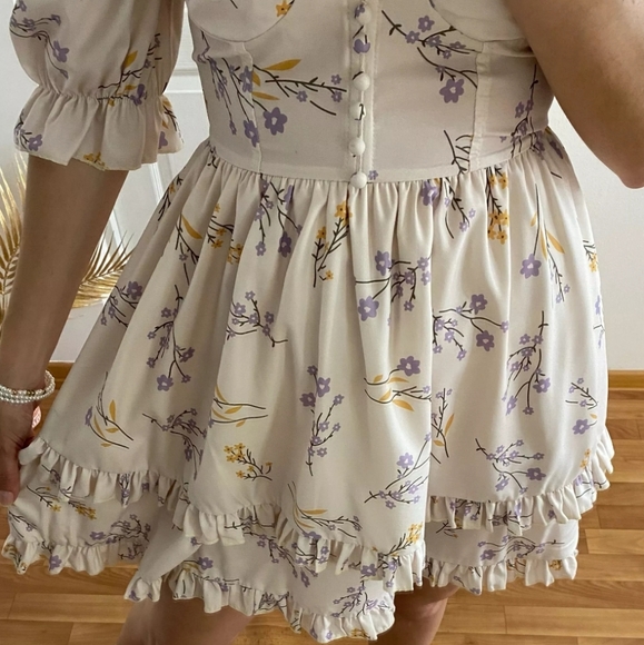 Tiered Ruffle Off The Shoulder Floral Corset Style Dress - Picture 3 of 12